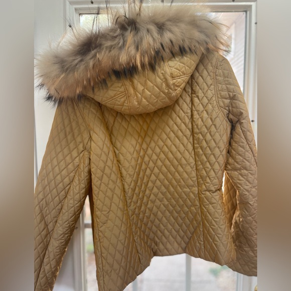 Metropolis Couloir Quilted Gold Parka w Real Fur Hood- Sz 8 - Picture 7 of 8